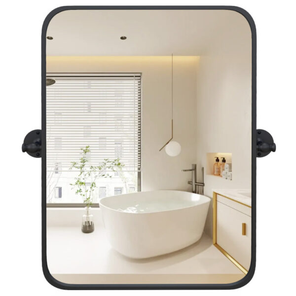 30 x 22 Inch Black Metal Framed Pivot Rectangle Wall-Mounted Mirror - Image 8