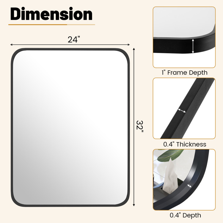 24 x 32 Inch Minimalist Wall Mounted Rectangle Mirror - Image 7