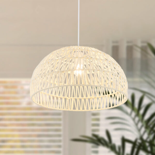 Farmhouse Rattan Pendant Lights with Adjustable Hanging Rope - Image 9