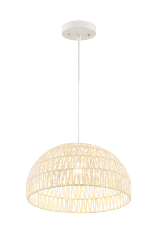 Farmhouse Rattan Pendant Lights with Adjustable Hanging Rope