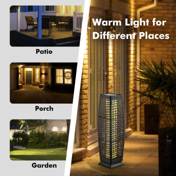 2 Pieces Solar-Powered Square Wicker Floor Lamps with Auto LED Light - Image 3