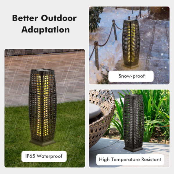 2 Pieces Solar-Powered Square Wicker Floor Lamps with Auto LED Light - Image 5