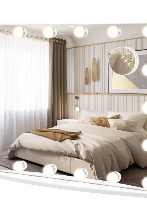 Vanity Mirror with 18 Dimmable LED Bulbs and 3 Color Lighting Modes