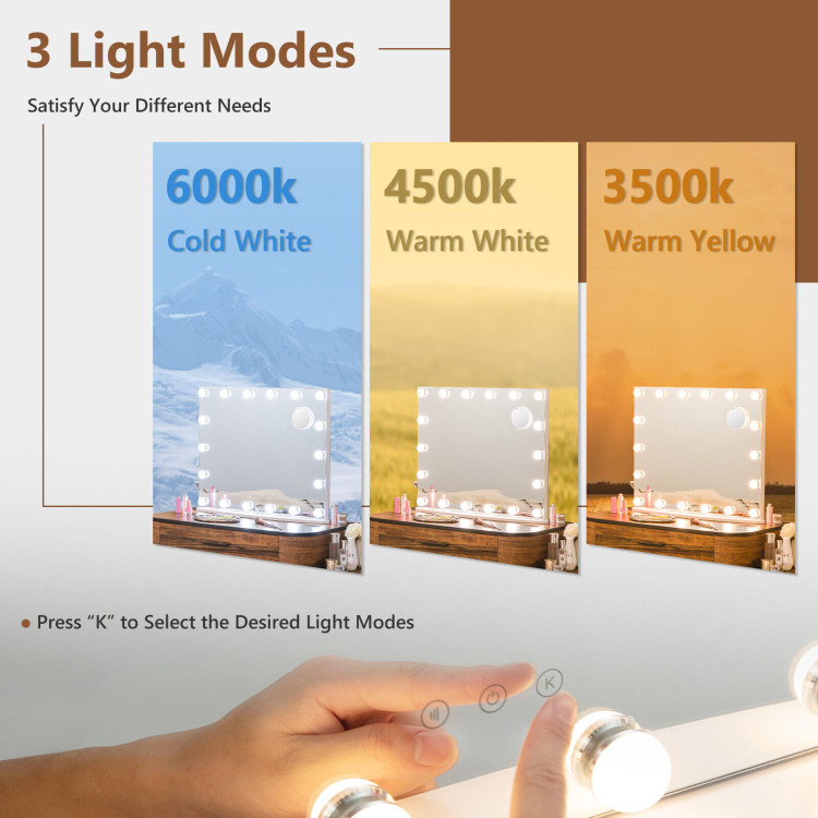 Vanity Mirror with 18 Dimmable LED Bulbs and 3 Color Lighting Modes - Image 7