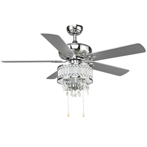 52 Inch Crystal Ceiling Fan Lamp with 5 Reversible Blades - Image 3