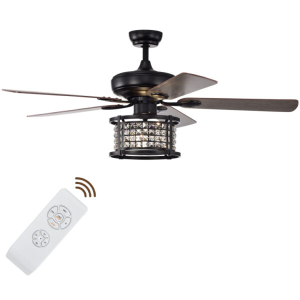 52 Inch 3-Speed Crystal Ceiling Fan Light with Remote Control - Image 7