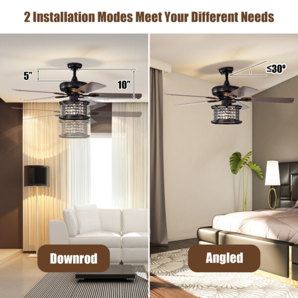 52 Inch 3-Speed Crystal Ceiling Fan Light with Remote Control - Image 10