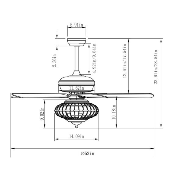 52 Inches Ceiling Fan with Wooden Blades and Remote Control - Image 10