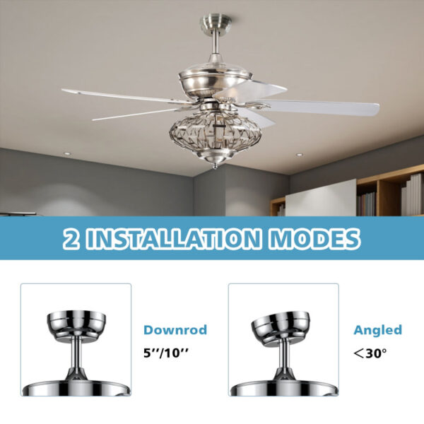 52 Inches Ceiling Fan with Wooden Blades and Remote Control - Image 9