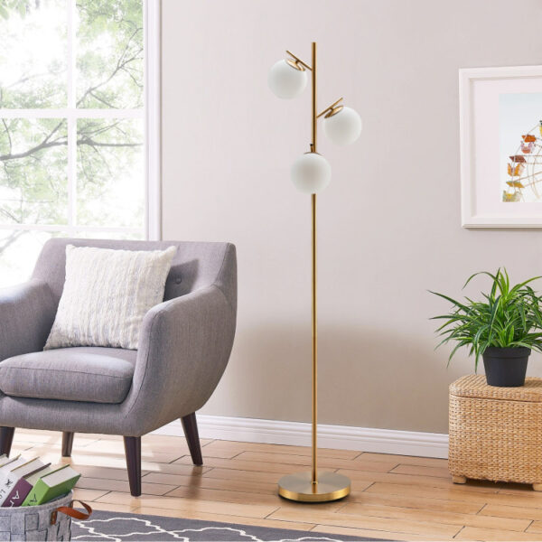 3-Globe Floor Lamp with Foot Switch and Bulb Bases - Image 6