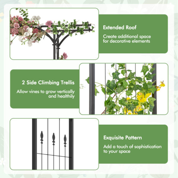 6.8 Feet Garden Arbor with Trellises for Climbing Plant Vine Rose - Image 4