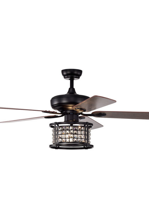 52 Inch 3-Speed Crystal Ceiling Fan Light with Remote Control