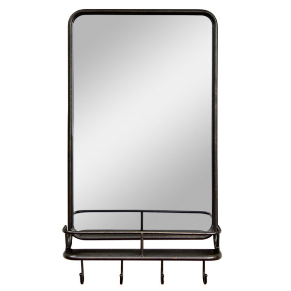 Wall Bathroom Mirror with Shelf Hooks Sturdy Metal Frame for Bedroom Living Room - Image 11