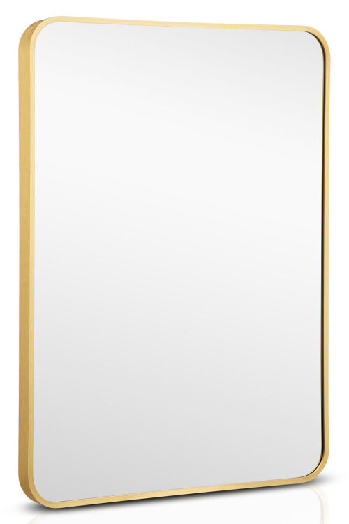 Metal Framed Bathroom Mirror with Rounded Corners