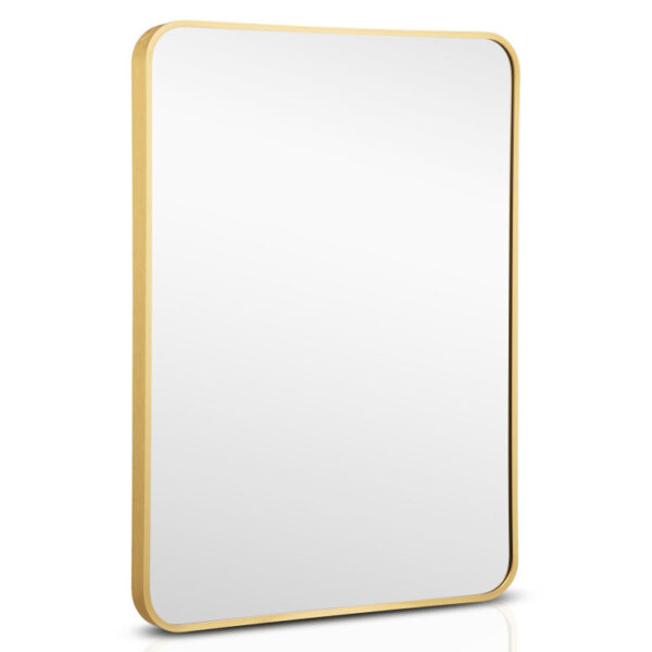 Metal Framed Bathroom Mirror with Rounded Corners