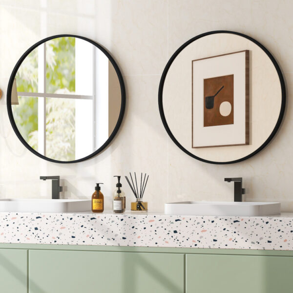 24 Inch Black Circle Bathroom Mirror with Explosion-proof Film - Image 5