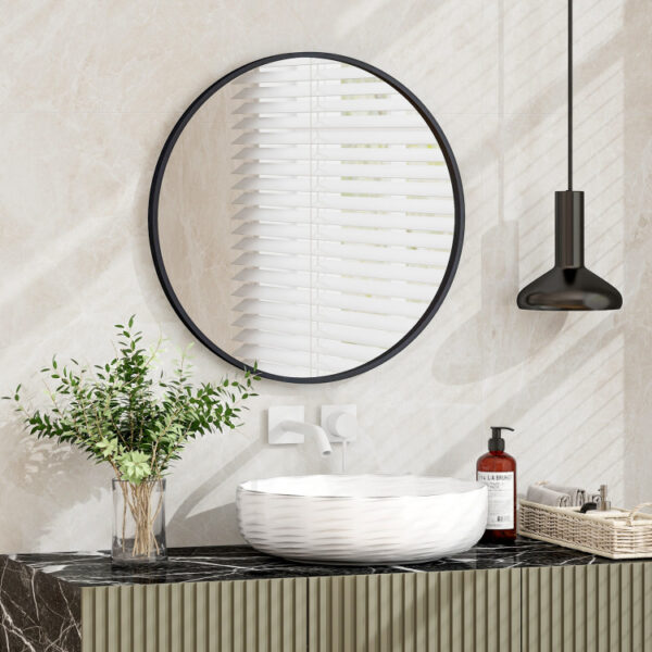 24 Inch Black Circle Bathroom Mirror with Explosion-proof Film - Image 9