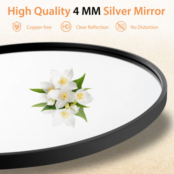 24 Inch Black Circle Bathroom Mirror with Explosion-proof Film - Image 3